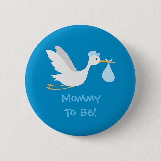 Wunderliche Jungen-Storch-Babyparty Button (Vorderseite)