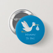 Wunderliche Jungen-Storch-Babyparty Button (Vorne & Hinten)