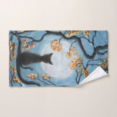 Wunderliche Katze in der Baum-Vollmond-Malerei Badhandtuch Set (Handtuch)