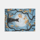 Wunderliche Katze in der Baum-Vollmond-Malerei Fleecedecke (Vorderseite (Horizontal))