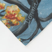 Wunderliche Katze in der Baum-Vollmond-Malerei Fleecedecke (Ecke)