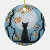 Wunderliche Katze in der Baum-Vollmond-Malerei Keramik Ornament (Hinten)