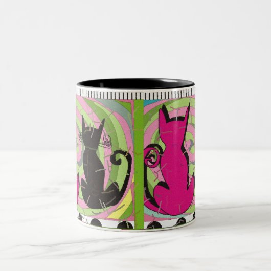Wunderliche Katzen-Liebhaber-Kunst-Geschenke Zweifarbige Tasse (Mittel)
