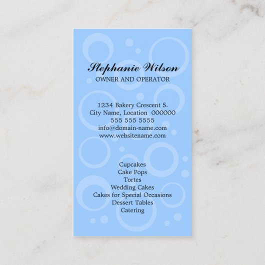 Wunderliche Kirschkuchen-Bäckerei Visitenkarte (Rückseite)