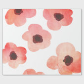 Wunderliche korallenrote Watercolor-Blumen modern Geschenkpapier (Flach)