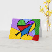 Wunderliche Kubismus-Herz-Gruß-Karte mit Backgrou Karte (Gelbe Blume)