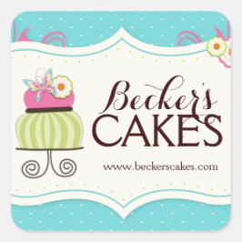 Wunderliche Kuchen-Bäckerei-Aufkleber Quadratischer Aufkleber