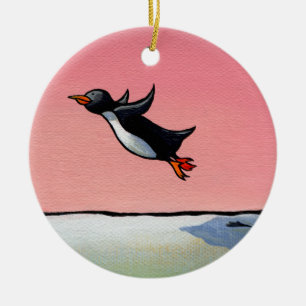Wunderliche Kunst des Pinguinfliegenspaßes ewiger Keramik Ornament