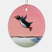 Wunderliche Kunst des Pinguinfliegenspaßes ewiger Keramik Ornament (Links)