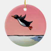 Wunderliche Kunst des Pinguinfliegenspaßes ewiger Keramik Ornament (Hinten)