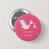Wunderliche Mädchen-Storch-Babyparty Button (Vorne & Hinten)