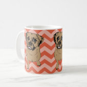 Wunderliche Puggle einfarbige orange Zickzack Kaffeetasse (Vorderseite Links)
