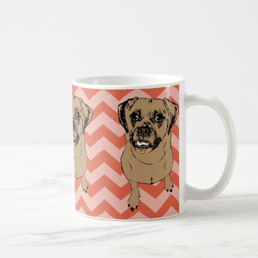 Wunderliche Puggle einfarbige orange Zickzack Kaffeetasse (Rechts)