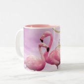 Wunderliche rosa Flamingo-Tasse Zweifarbige Tasse (Vorderseite Links)