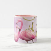 Wunderliche rosa Flamingo-Tasse Zweifarbige Tasse (Mittel)