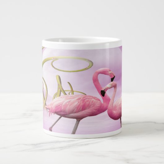 Wunderliche rosa Flamingo-Tunnel-bohrwagenTasse Jumbo-Tasse (Vorderseite)
