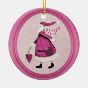 Wunderliche rosa Retro Sankt-Verzierung Keramikornament