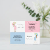 Wunderliche rosa und blaue Babyparty-Einladung Einladung (Stehend Vorderseite)