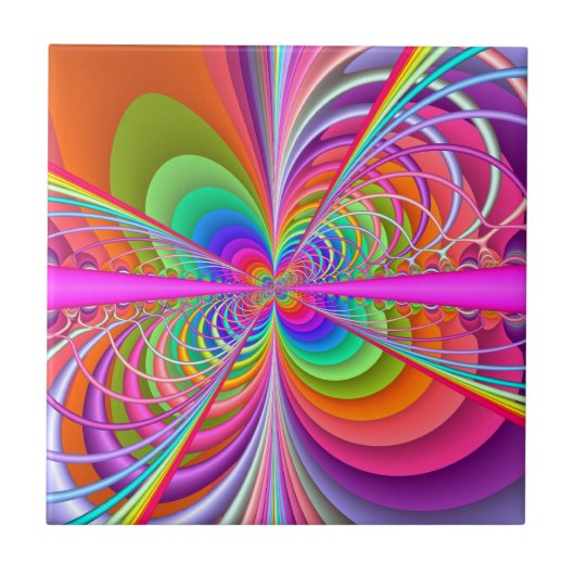 Wunderliche Schmetterlings-Fraktal-Keramik-Fliese Fliese (Vorderseite)