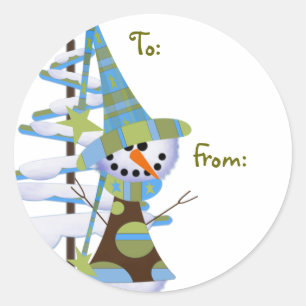 Wunderliche Schneemann-Geschenkaufkleber Runder Aufkleber