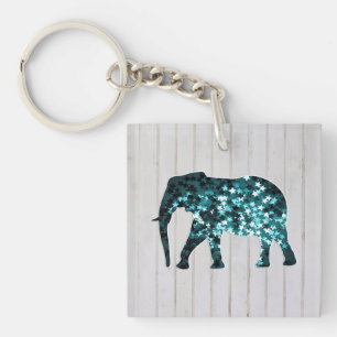 Wunderliche Stern-Glitzern-Elefant-Silhouette Schlüsselanhänger