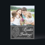 Wunderliche Typografie-Tafel-Ostern-Foto-Karte Feiertagskarte<br><div class="desc">Wunderliche Typografie-Tafel-Ostern-Foto-Karte 
 Kundengerechte Ostern-Fotokarte,  die wunderliche Illustration eines Eies mit einem Tafelhintergrund kennzeichnet. Ähnliche Einzelteile können in meinem Speicher gefunden werden.</div>