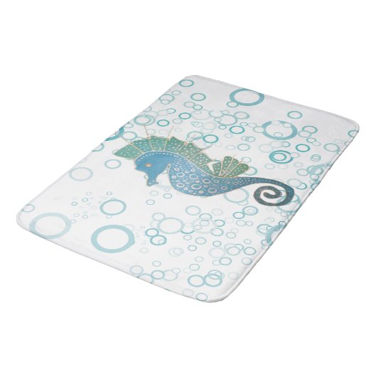 Wunderliche und entzückende Seepferd-Grafik Badematte (Schrägansicht)