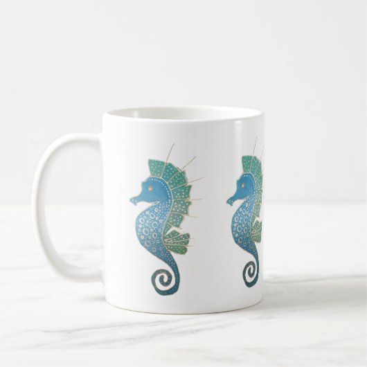 Wunderliche und entzückende Seepferd-Grafik Kaffeetasse (Links)