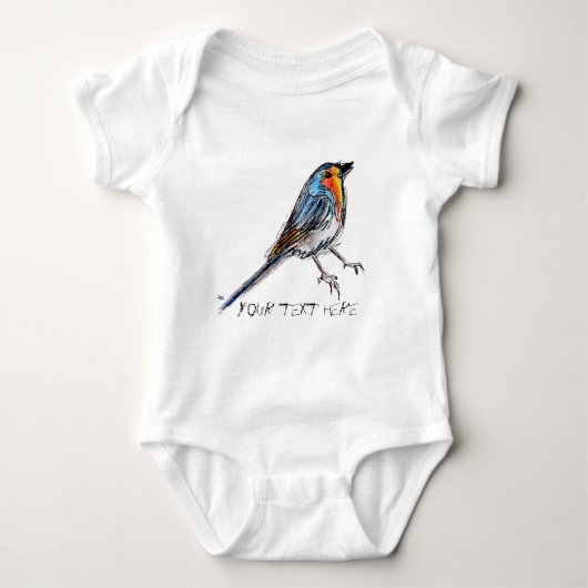 Wunderliche Vogel-Robin-Illustration Baby Strampler (Vorderseite)