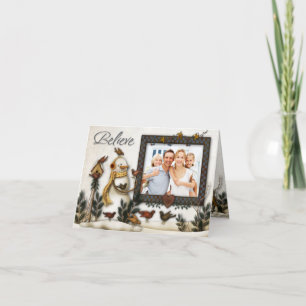 Wunderliche Volkskunstsnowmen-WeihnachtsFoto-Karte Feiertagskarte