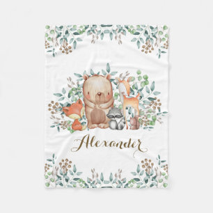 Wunderliche Waldtiere/modernes WaldKinderzimmer Fleecedecke