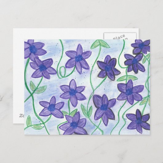 Wunderliche Wasser-Farbec$violett-lilien Postkarte (Vorne/Hinten)