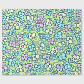 Wunderliche Wildblumen-nettes Blumenfrühlings-Grün Geschenkpapier (Flach)