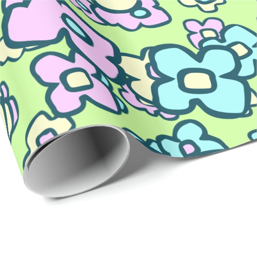Wunderliche Wildblumen-nettes Blumenfrühlings-Grün Geschenkpapier (Rolleneckpunkt)