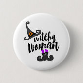 Wunderliche Witchy Frau Halloween Button (Vorderseite)