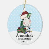 Wunderlicher 1. WeihnachtssanktZebra Keramik Ornament (Links)