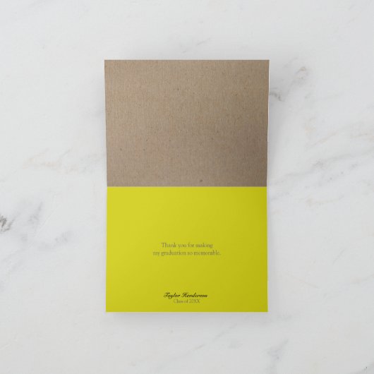Wunderlicher Abschluss danken Ihnen: Gelb Dankeskarte (Innenseite)