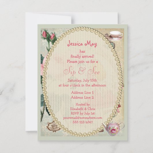 Wunderlicher Alice im Wunderland-CollageSip u. Einladung (Rückseite)