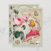 Wunderlicher Alice im Wunderland-CollageSip u. Einladung (Vorne/Hinten)