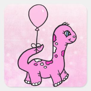 Wunderlicher Dinosaurier mit Ballon Quadratischer Aufkleber
