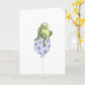 wunderlicher Frosch auf Geburtstagsballon Karte (Gelbe Blume)