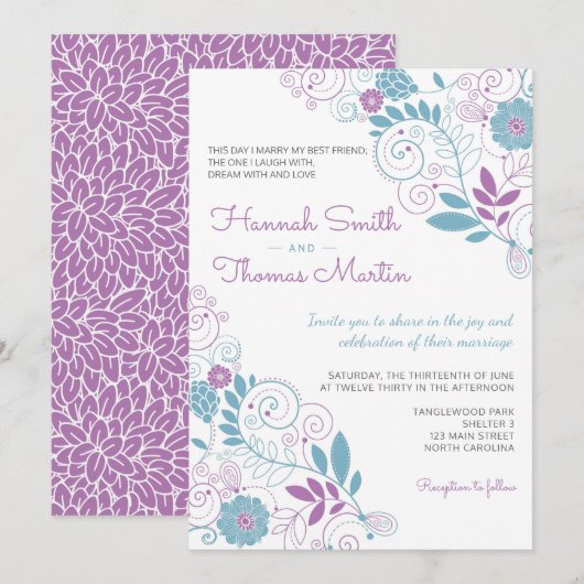 Wunderlicher Frühlings-Blumenhochzeits-Einladung Einladung (Vorne/Hinten)