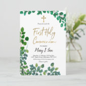 Wunderlicher Grün-Eukalyptus-erste heilige Einladung (Stehend Vorderseite)