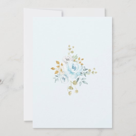 Wunderlicher Heißluft-Ballon-blaue BlumenBabyparty Dankeskarte (Rückseite)