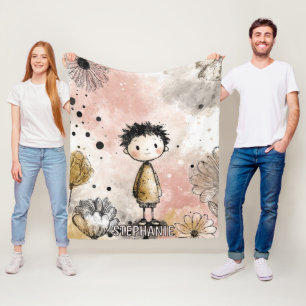 Wunderlicher Junge Wasserfarbe mit floralen Akzent Fleecedecke