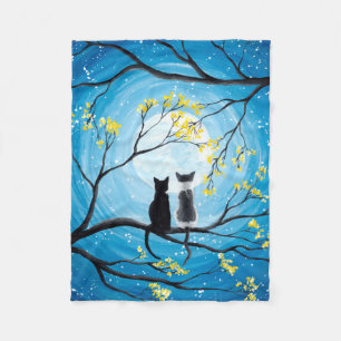 Wunderlicher Mond mit Katzen Fleecedecke