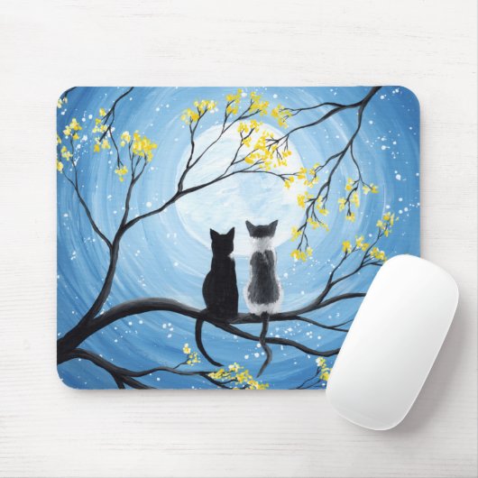 Wunderlicher Mond mit Katzen Mousepad (Mit Mouse)