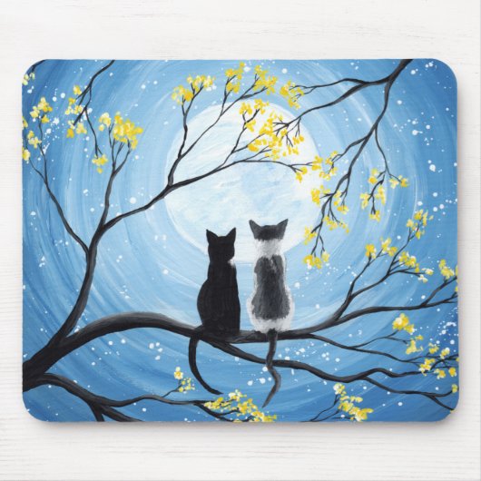 Wunderlicher Mond mit Katzen Mousepad (Vorne)