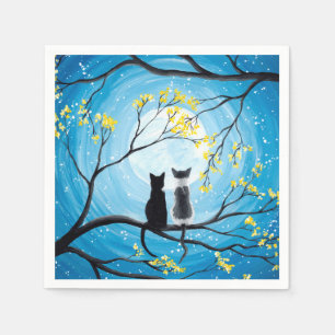 Wunderlicher Mond mit Katzen Serviette