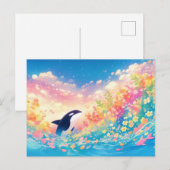 Wunderlicher Orca-Wal-Wildblume Postkarte (Vorne/Hinten)